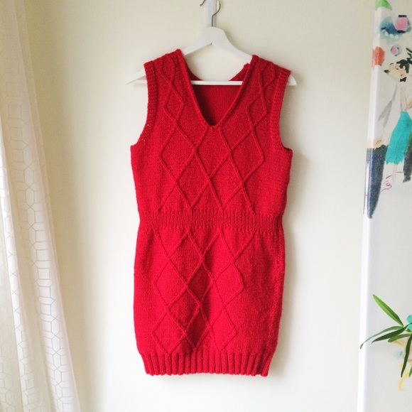 Red knit sleeveless minidress - Picture 4 of 6